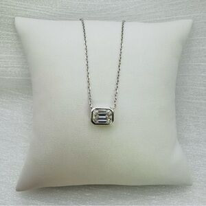 1.0 CT Moissanite Diamond Elongated Asscher Cut Necklace